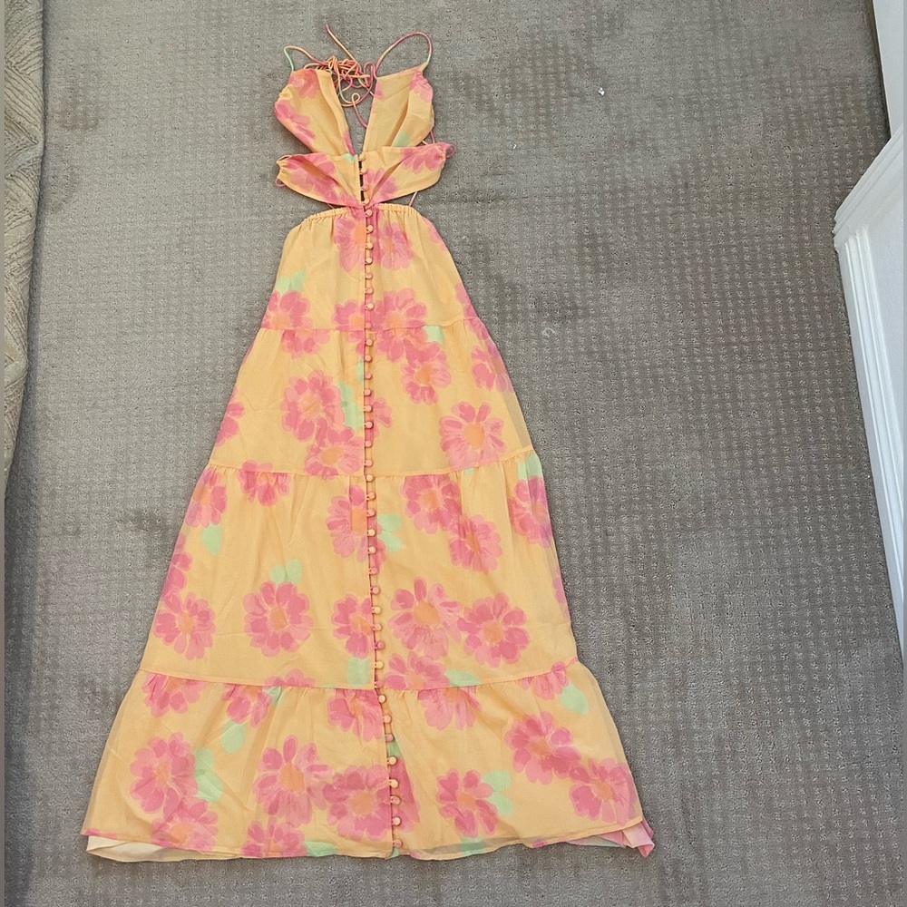 Sabo Skirt Yellow and Pink Floral Maxi Dress